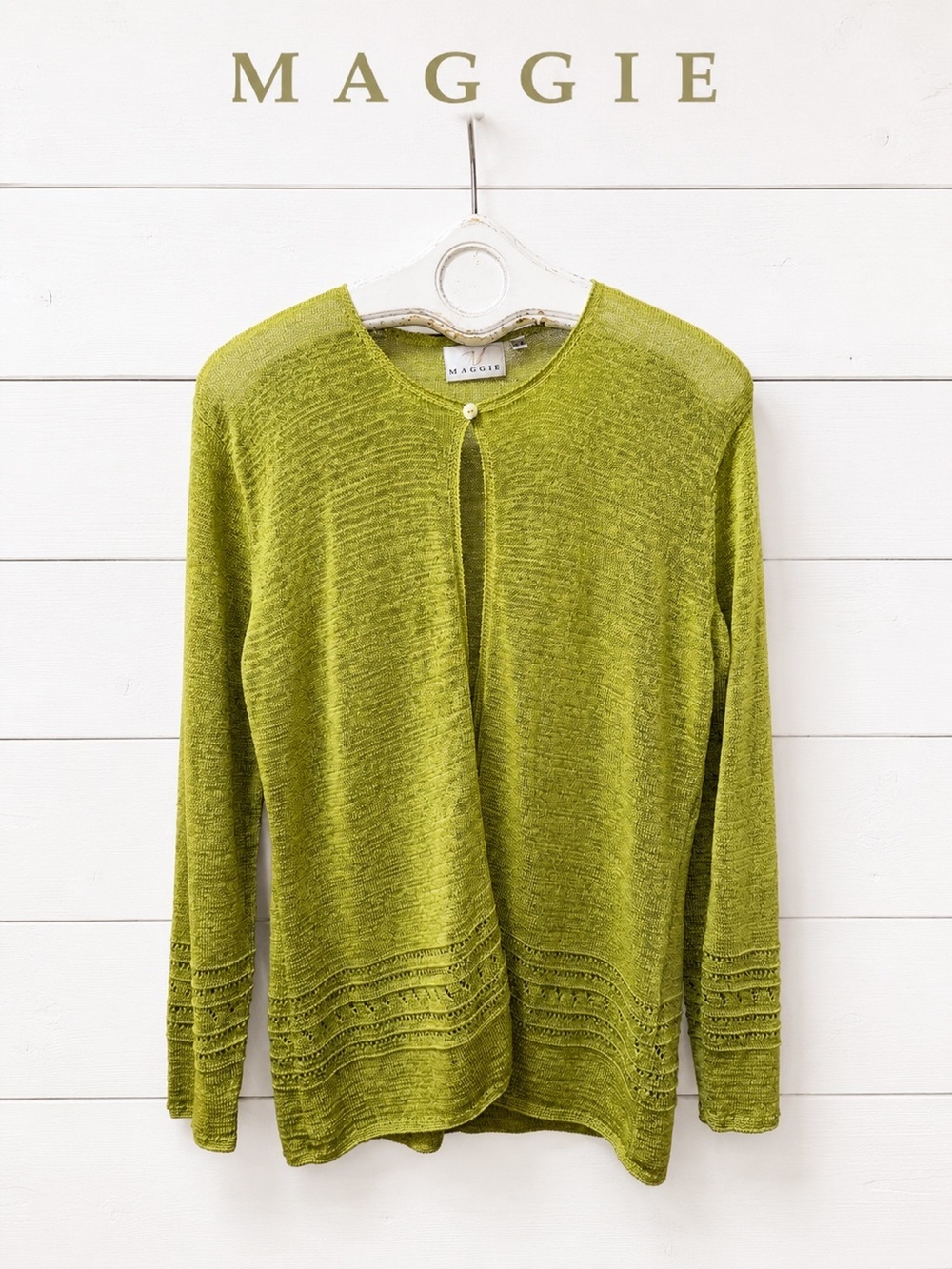Maggie Olive Green Knit Cardigan – Size L/G
